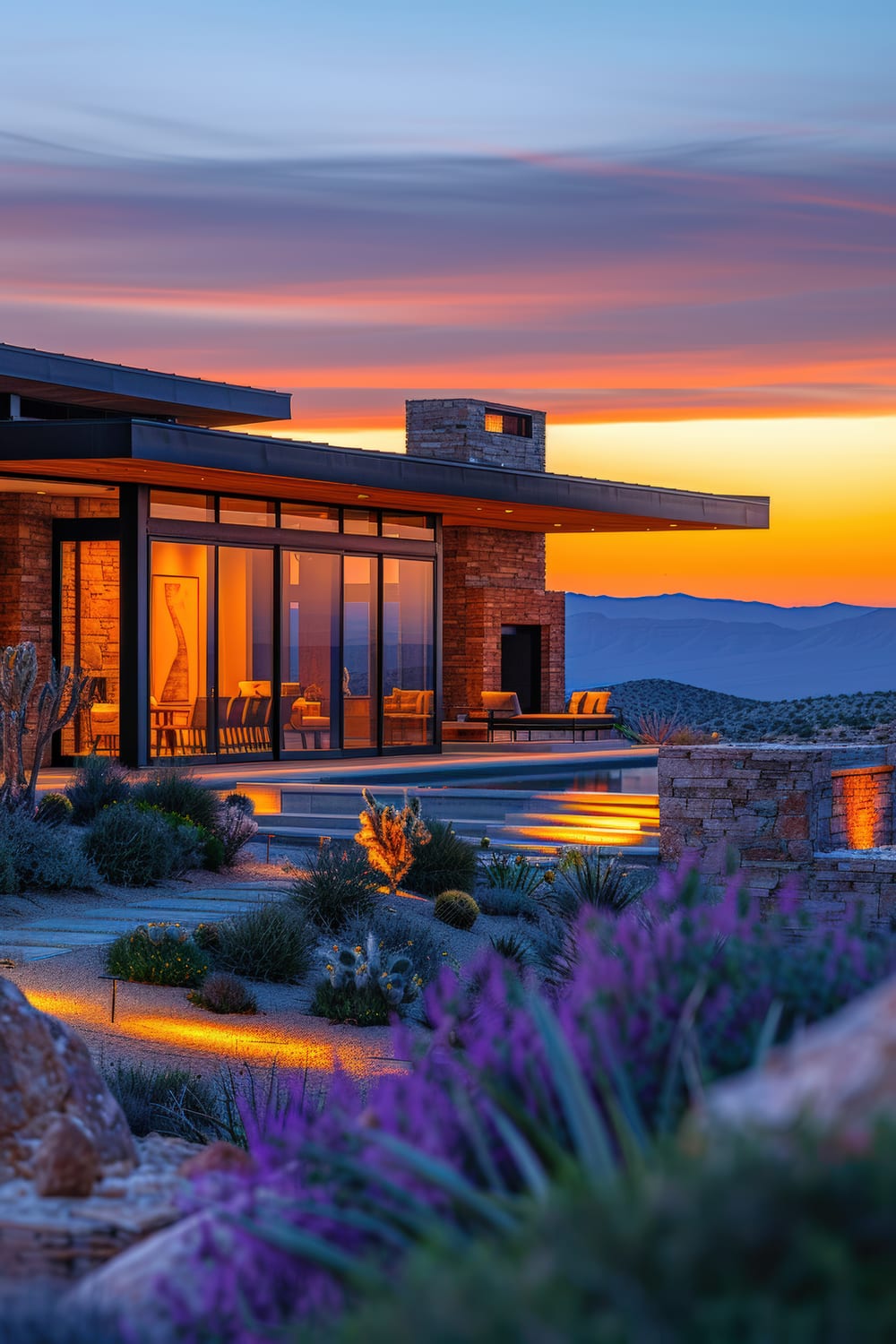 Signature villa — facade at dusk